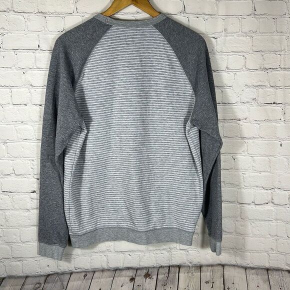 Johnnie-O Men Spector Crewneck Sweatshirt M Medium Gray White Stripe JMKO 1930 - Picture 3 of 7